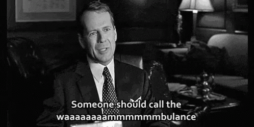 Call Wambulance Bruce Willis Black And White GIF