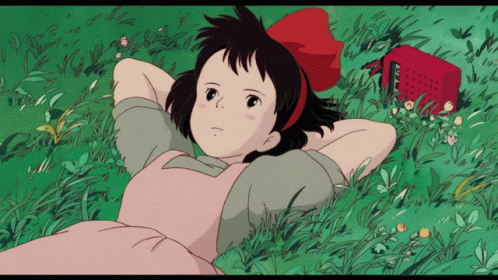 Calm Thinking Kikis Delivery Service Studio Ghibli GIF