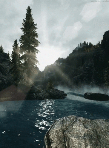 Calming Nature Landscape River GIF