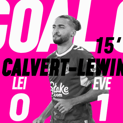 Calvert Lewin 'S Goal Number 15 Lei 0 Eve 1 Is Displayed On A Pink Background GIF