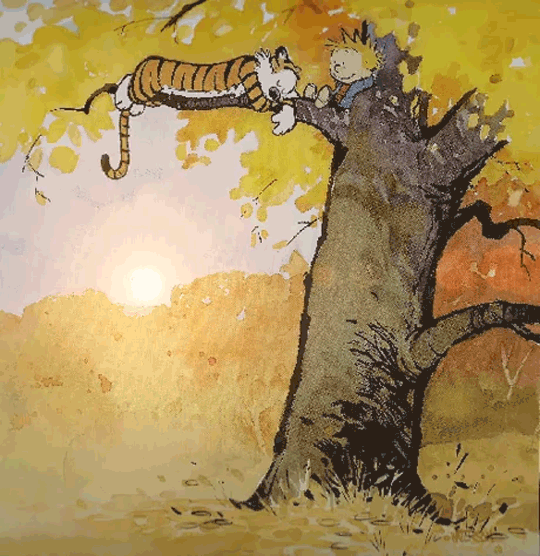 Calvin And Hobbes Autumn Tree Relax GIF