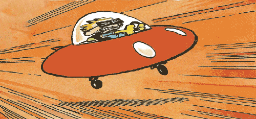 Calvin And Hobbes Flying Spaceship GIF