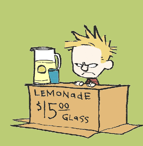 Calvin And Hobbes Grumpy Lemonade Boy GIF