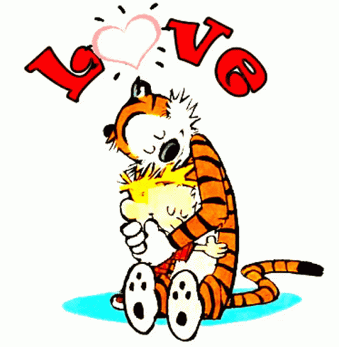 Calvin and Hobbes Hugging Love