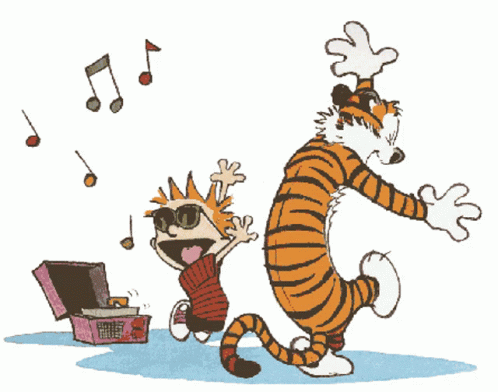 Calvin And Hobbes Music Dance Party GIF