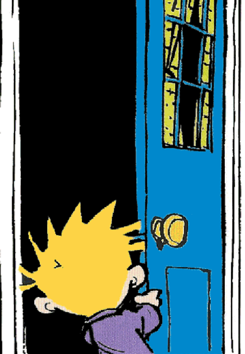 Calvin And Hobbes Tiger Door Jump GIF 