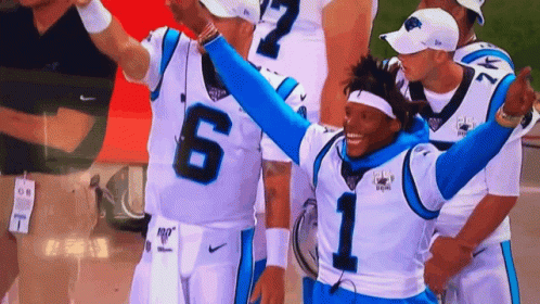 Cam Newton Arms Up Cheering With Crowd GIF