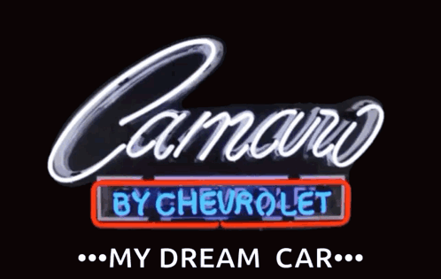 Camaro By Chevrolet Neon Sign Black Background GIF
