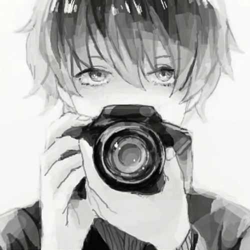 Camera greyscale anime boy gif.