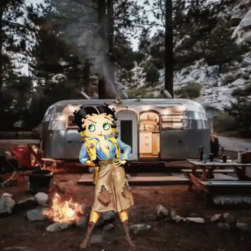 Camper Betty Boop In The Forest GIF