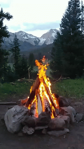 Radiant Campfire Nature Mountain View GIF