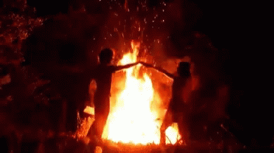 Dancing Beautiful Couple Campfire Date GIF