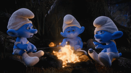 Adorable Smurfs Night Campfire GIF