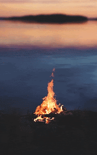 Campfire Lit at Sunset Lake