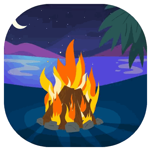 Campfire Near Water at Night