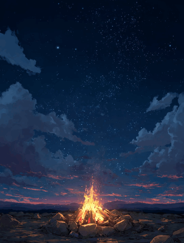 Campfire Starry Night GIF