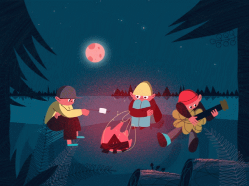Summer Camping Burning Bonfire Cartoon GIF
