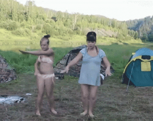 Glamor Camping Funny Dancing In Wild GIF