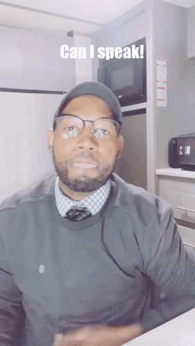 Can I Speak Man With Glasses And Hat GIF
