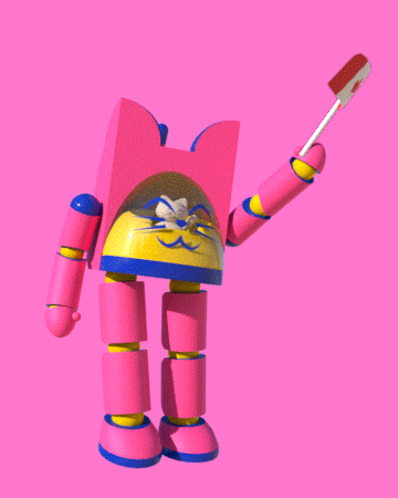 Canada Day Pink Robocat Waving Flag GIF