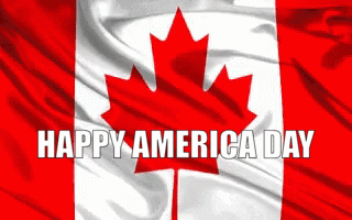 Canadian Flag With Maple Leaf Happy America Day