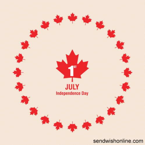 Canadian Maple Leaf With Number 1 and July Independence Day