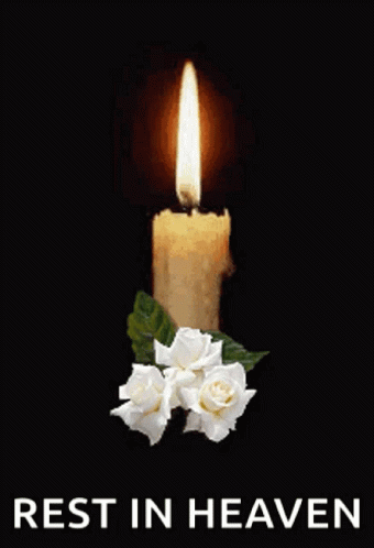 Candle and Roses Rest in Heaven