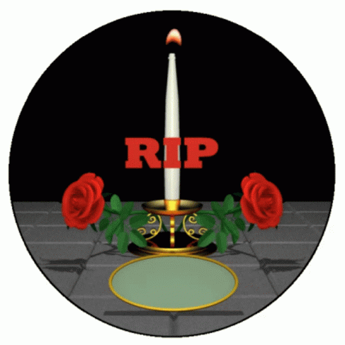 Candle in Candle Holder with Red RIP