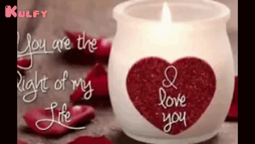 Candle in Heart Shaped Vase Saying You Are the Light of My Life