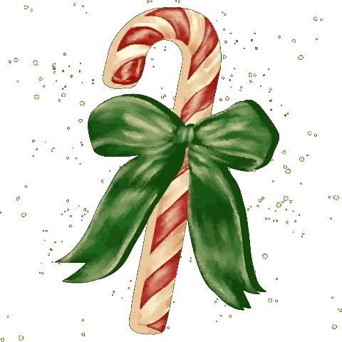 Candy Cane with Green Bow