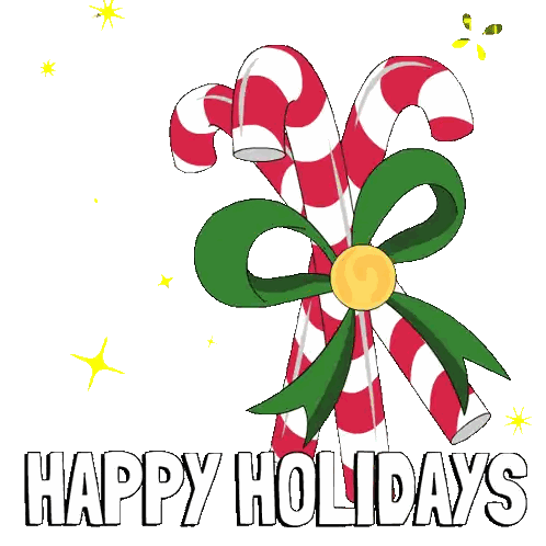 Candy Canes With Green Bow Happy Holidays