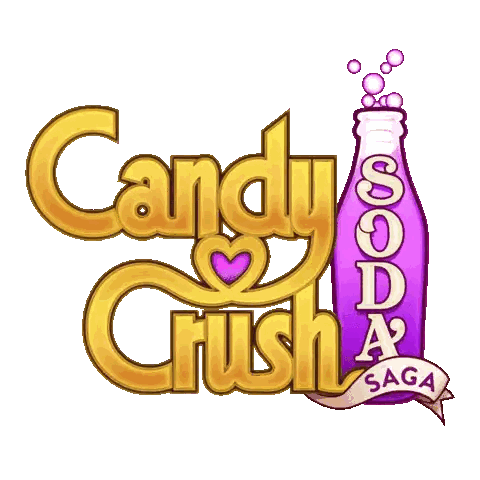 Candy Crush Saga Logo Purple Soda Bottle