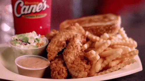 Cane's Soda Next to Fried Chicken and French Fries