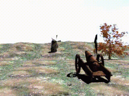 Cannon In Field With Trees GIF
