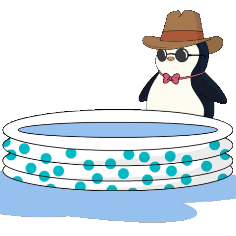 Cannonball Animated Penguin Inflatable Pool GIF