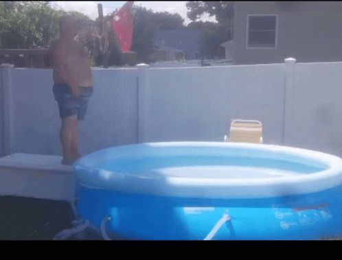 Cannonball Dive In An Inflatable Pool GIF