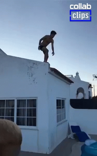 Cannonball Jump From The Roof GIF