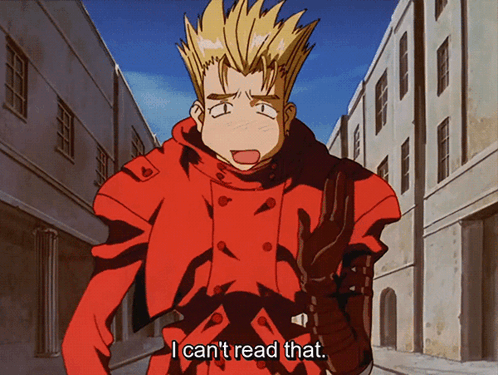 Cant Read That Vash The Stampede Trigun GIF