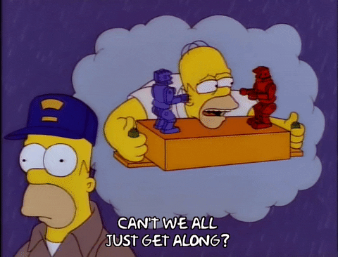 Cant We All Just Get Along Homer Simpson GIF