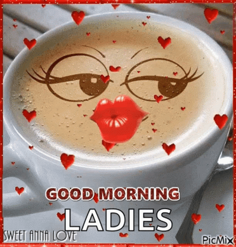 Cappuccino Cup Saying Good Morning Ladies