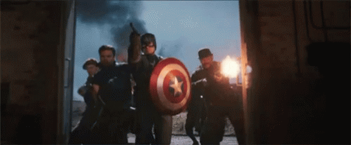 Captain America Attacking With Troops GIF
