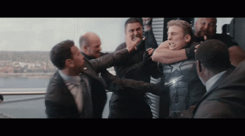 Captain America Getting Ambushed Inside Elevator GIF