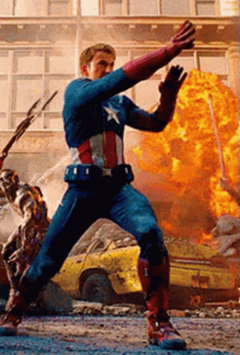 Captain America On One Leg Near Building Car GIF