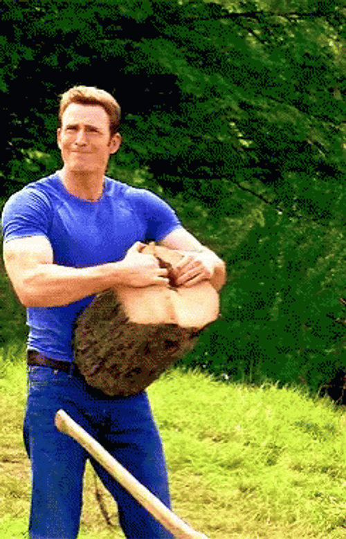 Captain America Ripping Wood GIF