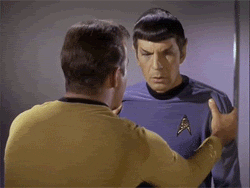 Captain Kirk Shaking Spock GIF