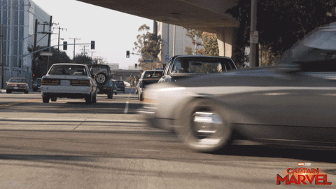 Captain Marvel Fighting Atop Train GIF