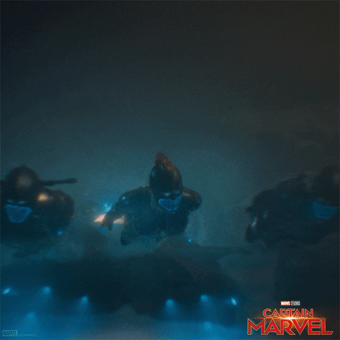 Captain Marvel Flying Laser Eyes GIF