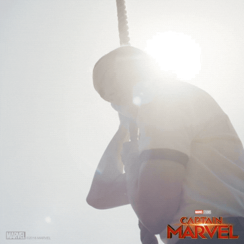 Captain Marvel Jumping Training Stunt GIF