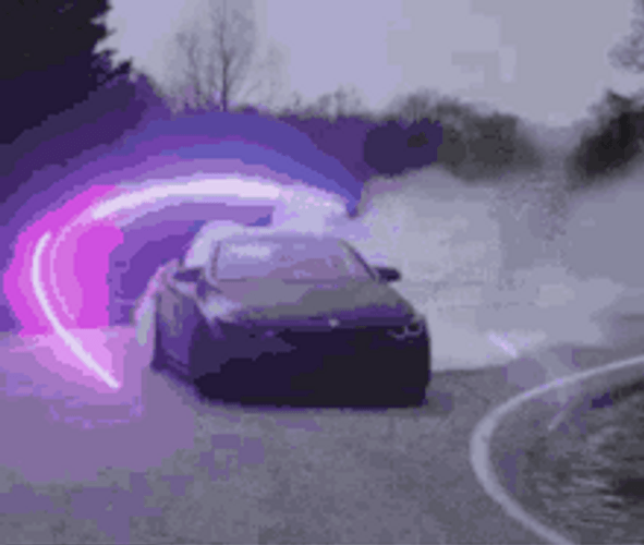 Car Drifting Burn Out Flashes Of Light GIF