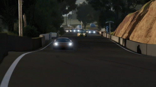 Car Driving Down Night Road